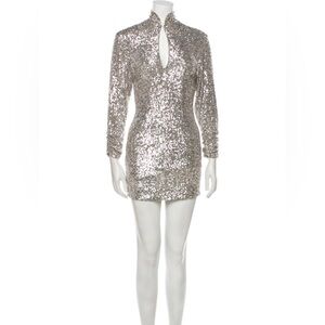 Ronny Kobo Sequin Mock Neck Mini Dress